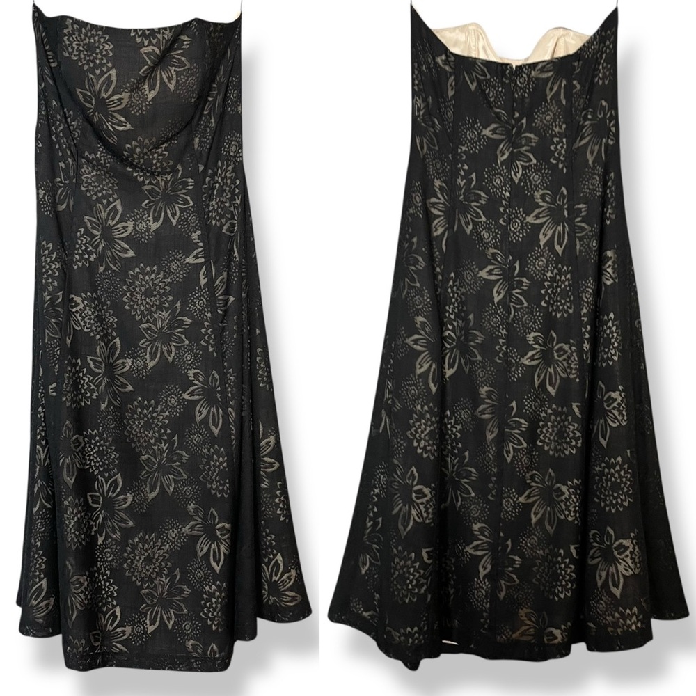 White House Black Market Strapless Dress Black Laser Cut Lace Size‎ 8 Cocktail